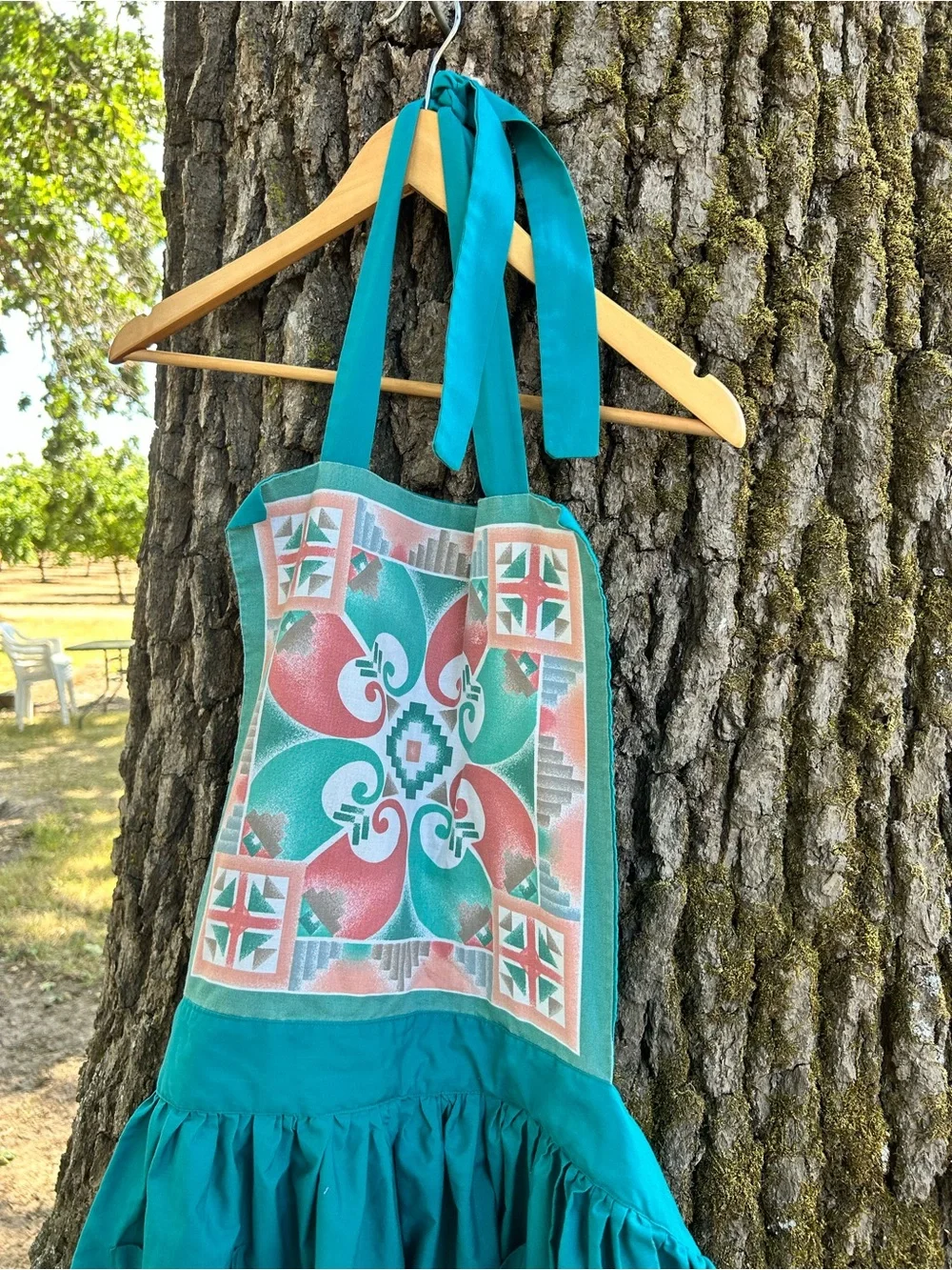 Vintage Southwest Teal Patterned Apron